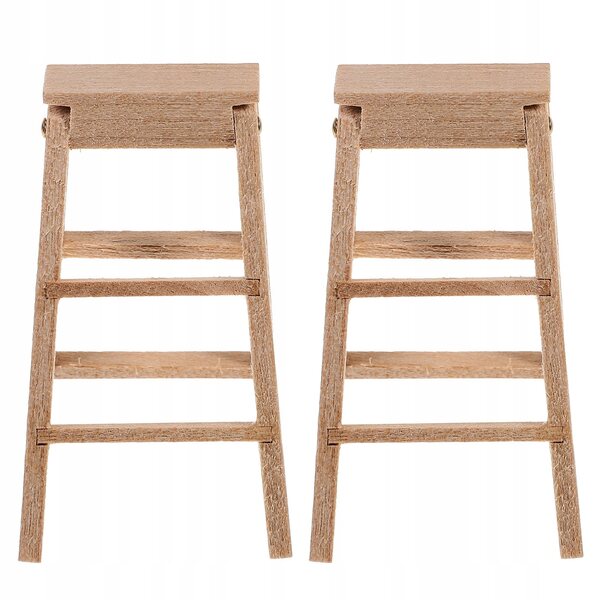 2 Mini-Drabine-Treppen aus Holz für Miniaturdekorationen und Szenografie