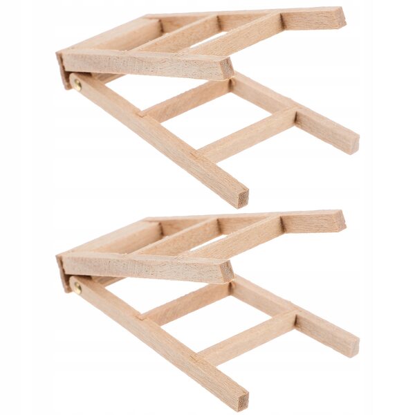 2 Mini-Drabine-Treppen aus Holz für Miniaturdekorationen und Szenografie