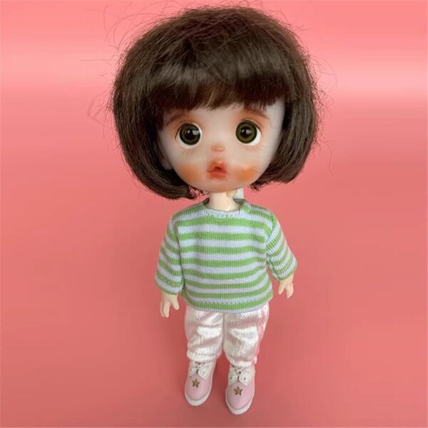 Maglietta a Righe Rosa per Bambola BJD 1/12 - Accessorio Costume OB11 Uteruik
