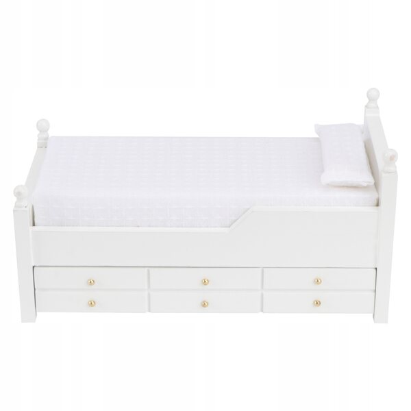 Letto Miniatura con Cassetto in Legno a Due Livelli per Casa delle Bambole 1:12