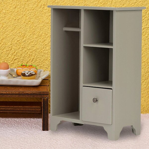 Miniatura armadio in legno 1:12 per casa delle bambole con ante apribili grigio-verde