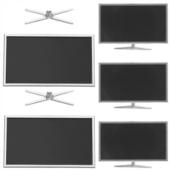 Mini TV Nero per Casa delle Bambole - Set da 5 Pezzi Dettagliato e Realistico