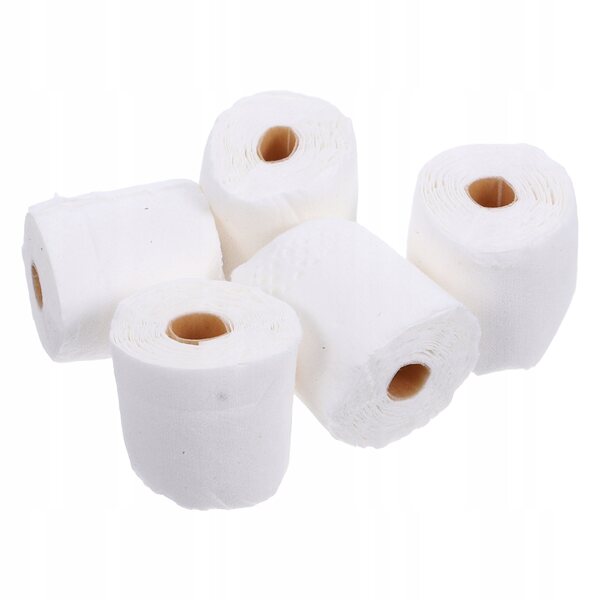 Miniatuur 5 rollen wit decoratief poppenhuistoiletpapier