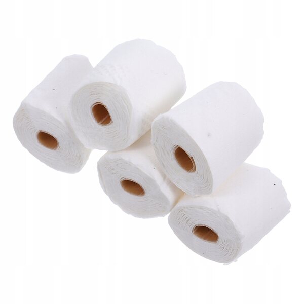 Miniatuur 5 rollen wit decoratief poppenhuistoiletpapier