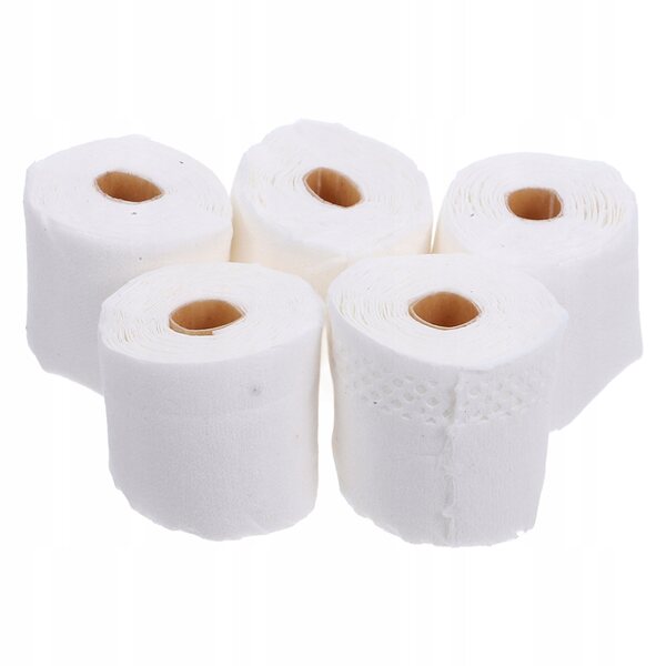 Miniatuur 5 rollen wit decoratief poppenhuistoiletpapier