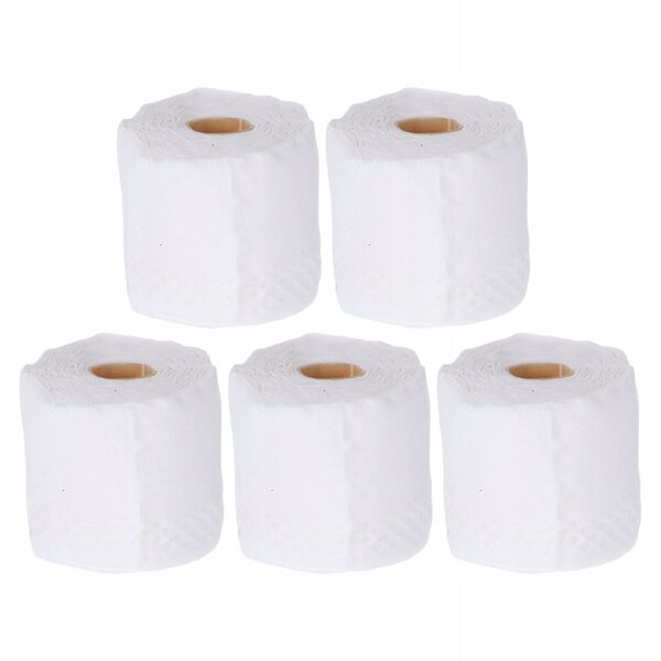 Miniatuur 5 rollen wit decoratief poppenhuistoiletpapier