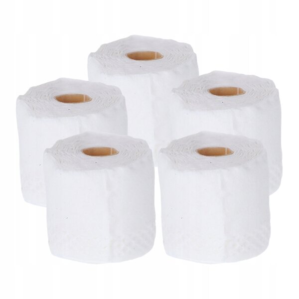 Miniatuur 5 rollen wit decoratief poppenhuistoiletpapier