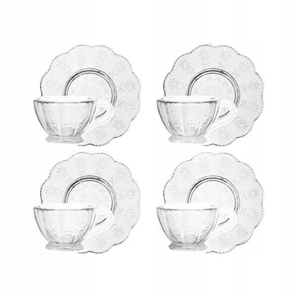1:6 Miniatur-Set mit 4 Plastikbechern und Untertassen für Puppenhäuser