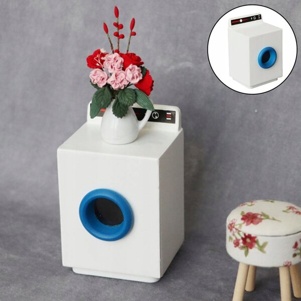 1:12 houten wasmachine miniatuur voor decoratief en realistisch poppenhuis