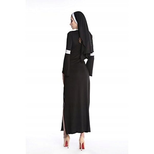 Halloween-Nonnenkostüm komplett mit Kleid, Schleier und Kreuz
