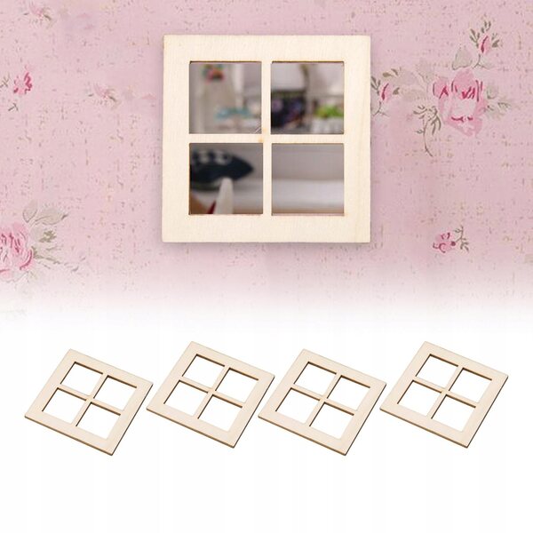 Set 4 Miniature Cornici in Legno per Casa delle Bambole Scala 1:12
