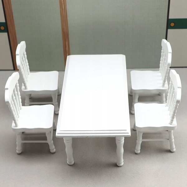 Set Miniature Tavolo e 4 Sedie in Legno per Casa delle Bambole Scala 1:12