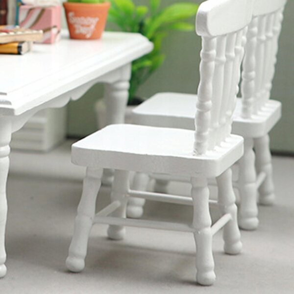Set Miniature Tavolo e 4 Sedie in Legno per Casa delle Bambole Scala 1:12