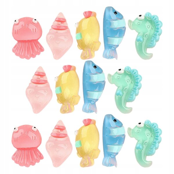 Set 20 Mini Figurine Animali Marini in Resina Luminescenti Multicolor