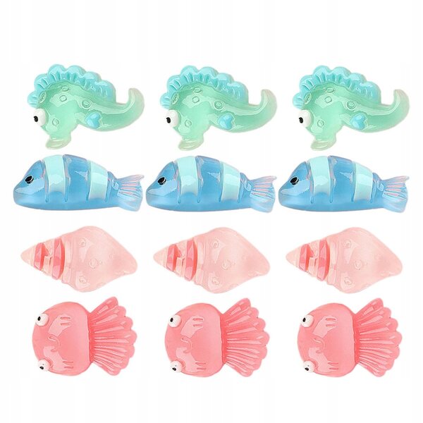 Set 20 Mini Figurine Animali Marini in Resina Luminescenti Multicolor