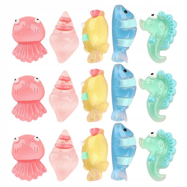 Set 20 Mini Figurine Animali Marini in Resina Luminescenti Multicolor