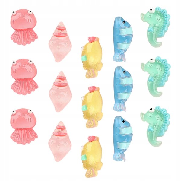Set 20 Mini Figurine Animali Marini in Resina Luminescenti Multicolor