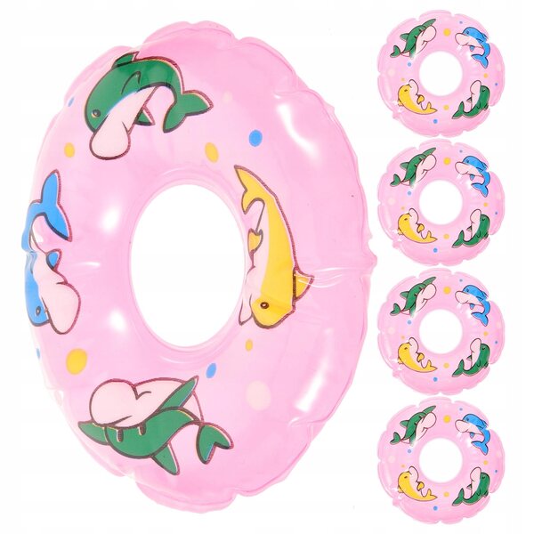 Set 5 Mini Anelli da Nuoto Rosa per Decorazioni e Giocattoli da Casa delle Bambole