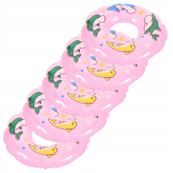 Set 5 Mini Anelli da Nuoto Rosa per Decorazioni e Giocattoli da Casa delle Bambole