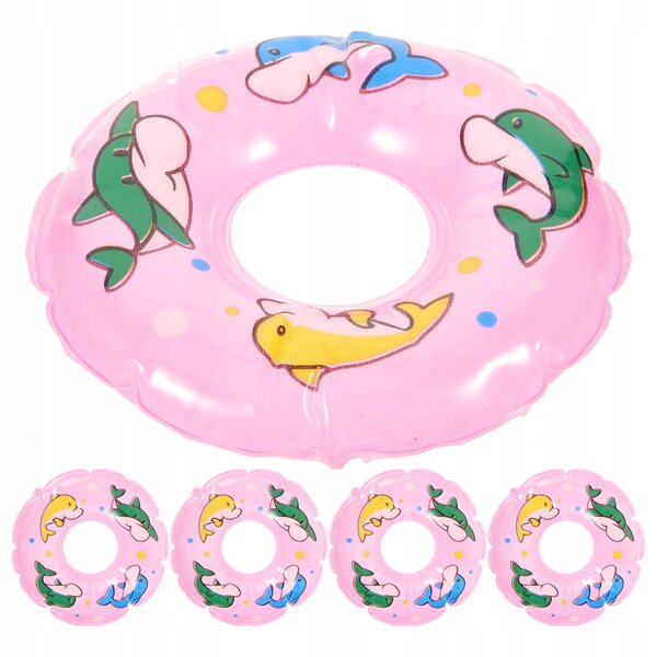 Set 5 Mini Anelli da Nuoto Rosa per Decorazioni e Giocattoli da Casa delle Bambole