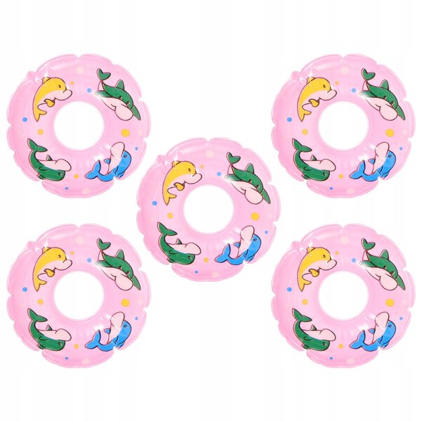 Set 5 Mini Anelli da Nuoto Rosa per Decorazioni e Giocattoli da Casa delle Bambole