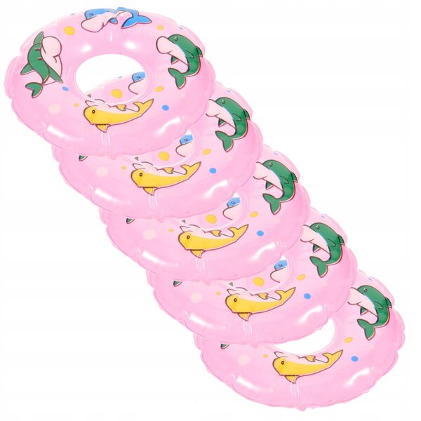 Set 5 Mini Anelli da Nuoto Rosa per Decorazioni e Giocattoli da Casa delle Bambole