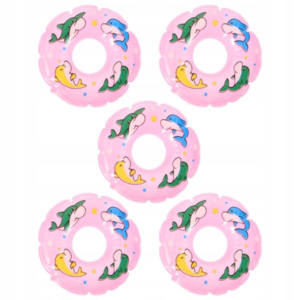 Set 5 Mini Anelli da Nuoto Rosa per Decorazioni e Giocattoli da Casa delle Bambole
