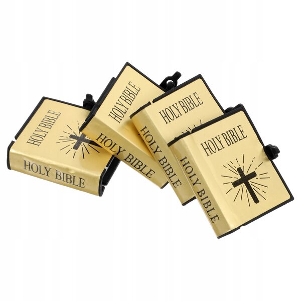4 SZT. MINIATUROWE ZŁOTE BIBLIE Z RUCHOMYMI STRONAMI DO DOMKU DLA LALEK