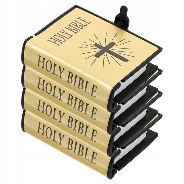 4 SZT. MINIATUROWE ZŁOTE BIBLIE Z RUCHOMYMI STRONAMI DO DOMKU DLA LALEK