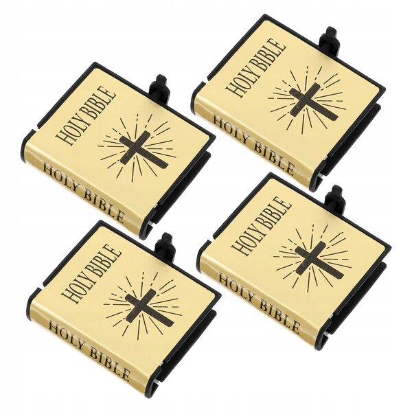 4 SZT. MINIATUROWE ZŁOTE BIBLIE Z RUCHOMYMI STRONAMI DO DOMKU DLA LALEK