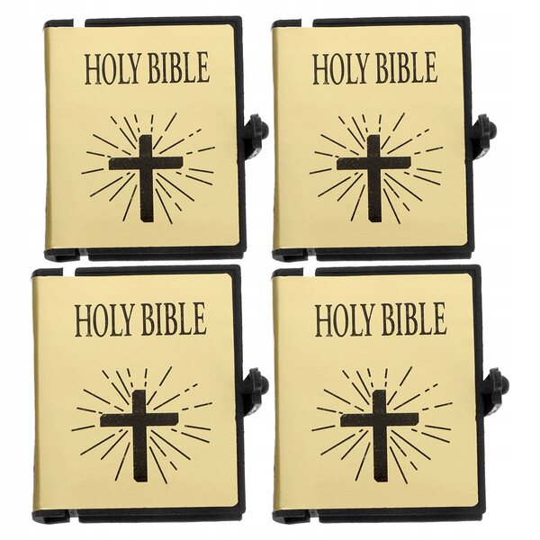 4 SZT. MINIATUROWE ZŁOTE BIBLIE Z RUCHOMYMI STRONAMI DO DOMKU DLA LALEK