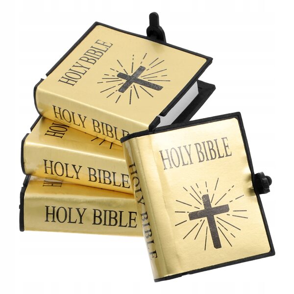 4 SZT. MINIATUROWE ZŁOTE BIBLIE Z RUCHOMYMI STRONAMI DO DOMKU DLA LALEK
