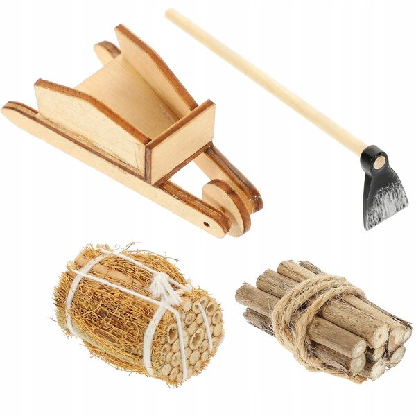 Set Miniature Accessori Fattoria in Legno per Casa delle Bambole - Gioco e Decorazione