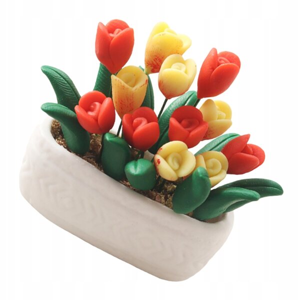 KOLOROWA MINIATUROWA ROŚLINA TULIPANOWA DO DEKORACJI DOMKU DLA LALEK