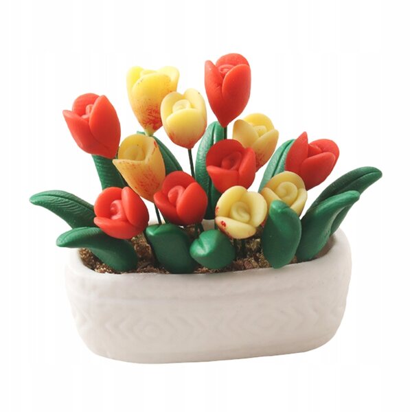 KOLOROWA MINIATUROWA ROŚLINA TULIPANOWA DO DEKORACJI DOMKU DLA LALEK