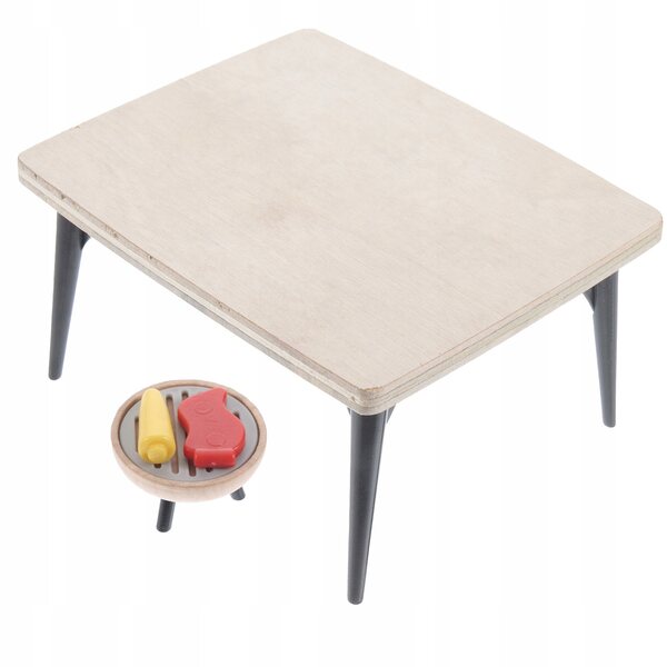 Miniatura Grill in Legno con Tavolo per Casa delle Bambole e Decorazioni