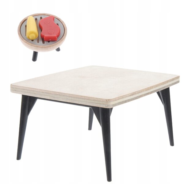 Miniatura Grill in Legno con Tavolo per Casa delle Bambole e Decorazioni