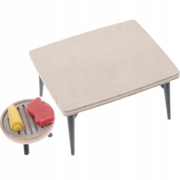 Miniatura Grill in Legno con Tavolo per Casa delle Bambole e Decorazioni