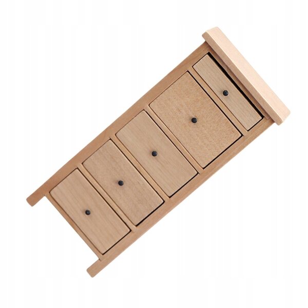 Beigefarbene Mini-Kommode aus Holz, perfekte Dekoration für Miniaturhäuser