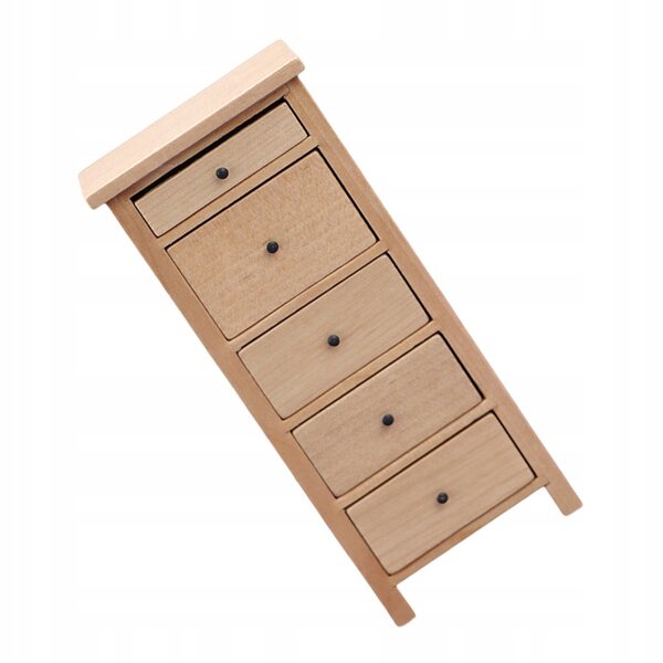 Beigefarbene Mini-Kommode aus Holz, perfekte Dekoration für Miniaturhäuser