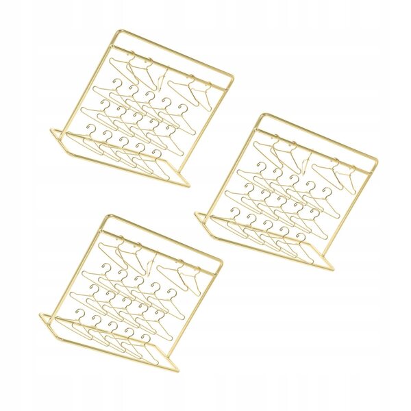 Set 3 Stendini con Mini Vestiti per Bambole in Metallo Oro Resistente
