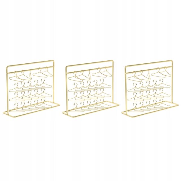 Set 3 Stendini con Mini Vestiti per Bambole in Metallo Oro Resistente