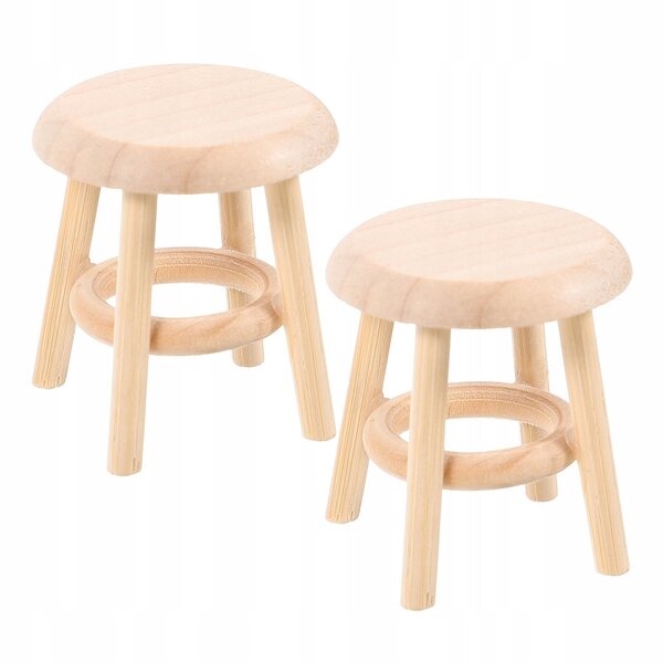 Mini sedie in legno resistenti per casa delle bambole, set da 2 pezzi