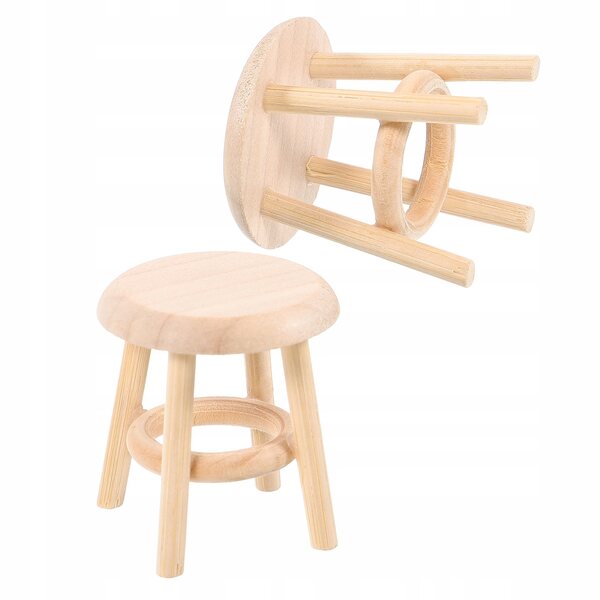 Mini sedie in legno resistenti per casa delle bambole, set da 2 pezzi