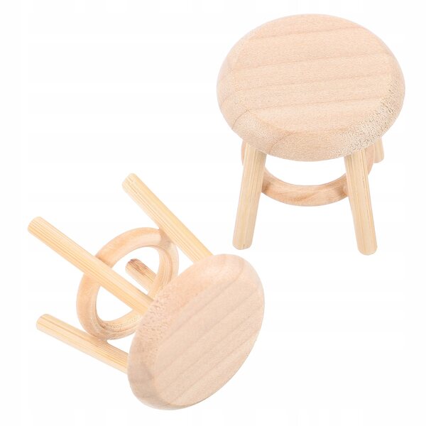 Mini sedie in legno resistenti per casa delle bambole, set da 2 pezzi