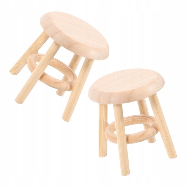 Mini sedie in legno resistenti per casa delle bambole, set da 2 pezzi