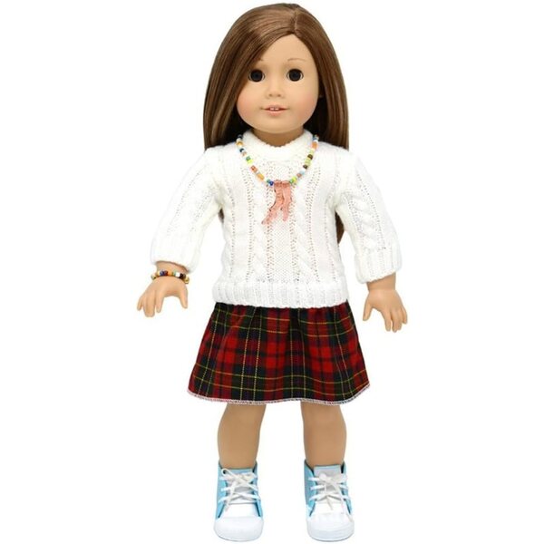 American Doll Strickkleid 46 cm Freizeitkleid Karierter Rock Uteruik