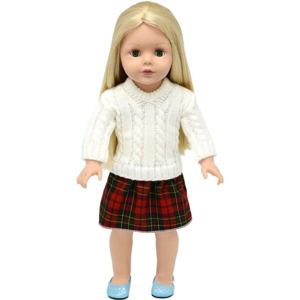 American Doll Strickkleid 46 cm Freizeitkleid Karierter Rock Uteruik