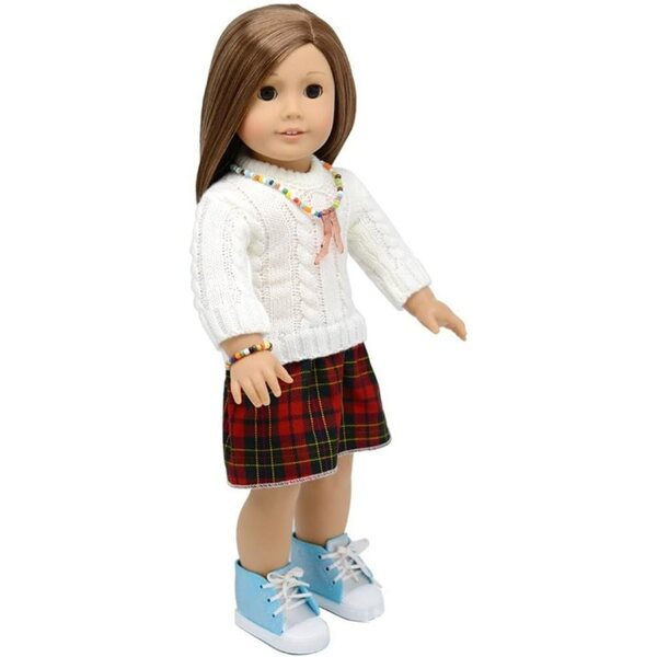 American Doll Strickkleid 46 cm Freizeitkleid Karierter Rock Uteruik