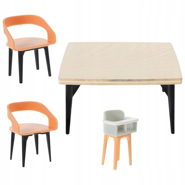 Set Mobili Miniatura per Casa delle Bambole Tavolo e Sedie da Pranzo Realistici 1:12